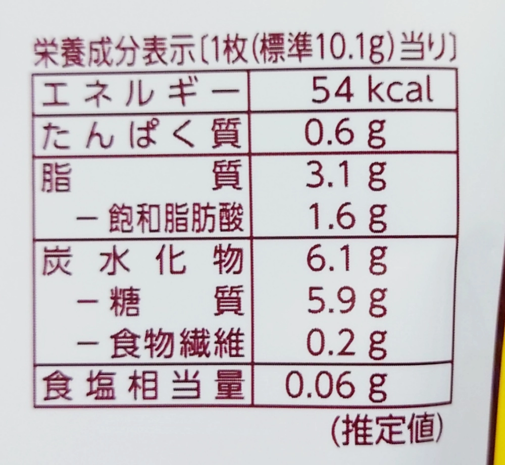 アルフォートチョコバナナの栄養成分表示