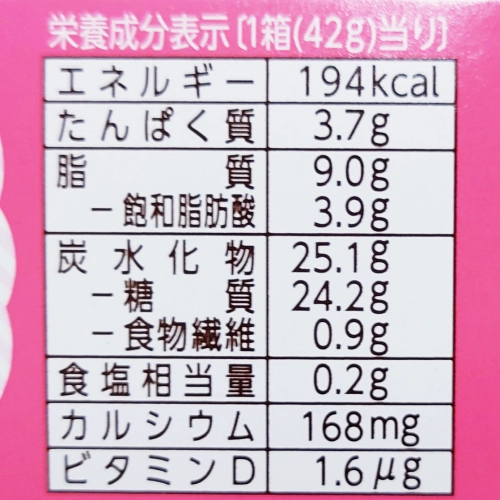 ブルボン チョコあ～んぱんいちごミルク,栄養成分表示