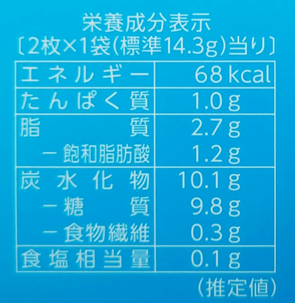 ブルボン シナメル,恵用成分表示