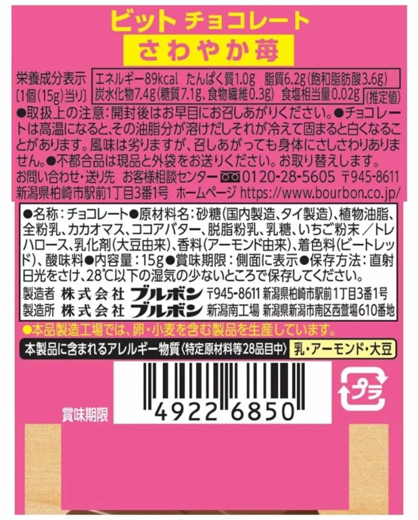 ビットさわやか苺,原材料,栄養成分表示,アレルギー